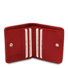 Credit Card Holder View Of The Red Leather Wallet With Coin Pocket