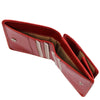 Currency Holder View Of The Red Leather Wallet With Coin Pocket