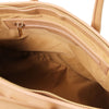 Internal Zipper Pocket View Of The Champagne Leather Womens Handbag