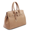 Angled View Of The Champagne Leather Womens Handbag