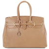 Front View Of The Champagne Leather Womens Handbag