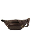 Front View Of The Dark Brown Leather Bum Bag