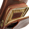 Internal Pocket View Of The Brown Leather Crossover Bag