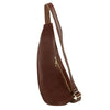 Angled View Of The Brown Leather Crossover Bag