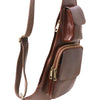Featured Pockets View Of The Brown Leather Crossover Bag