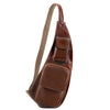 Front On View Of The Brown Leather Crossover Bag