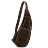 Front On View Of The Dark Brown Leather Crossover Bag