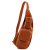 Front On View Of The Honey Leather Crossover Bag