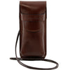 Front View Of The Brown Leather Eyeglasses Case