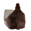Side View Of The Brown Mens Leather Wash Bag