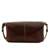 Rear View Of The Brown Mens Leather Wash Bag