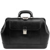 Front View Of The Black Italian Leather Doctors Bag