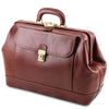 Angled View Of The Brown Italian Leather Doctors Bag
