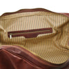 Internal Zip Pocket First Individual Bag View Of the Brown Leather Travel Set