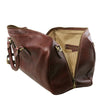 Right Angled Opening And Closing Zipper View Of The Brown Leather Duffle Bag Large
