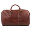 Rear View Of The Brown Leather Duffle Bag Large