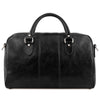 Rear View Of The Black Leather Travel Bag Small