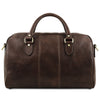 Rear View Of The Dark Brown Leather Travel Bag Small