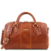 Front View Of The Honey Leather Travel Bag Small