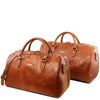 Front View Of the Honey Leather Travel Set