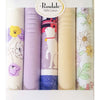 Front View Hankies Florals And Plains Purple And Beige Mixed In A Box Of 5