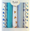 Front View Of The Hankies Single Florals And Plains Aqua And Blue Mixed In A Box Of 5