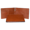 Internal And Front View With Pen Of The Brown Lizandez Unisex Leather Passport Wallet