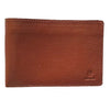 Exterior Folded Wallet Front View Of The Brown Lizandez Unisex Leather Passport Wallet
