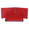 Internal And Front View With Pen Of The Red Lizandez Unisex Leather Passport Wallet