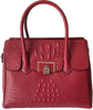 Front View Of The Dark Red Leather Handbag With Shoulder Strap