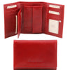 Internal And Frontal View Of The Red Leather Women's Wallet