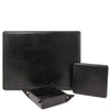 Front View Of The Black Luxury Leather Desk Set