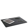 Desk Pad Mouse Pad View With Glasses iPad And Pens, Part Of The Black Luxury Leather Desk Set
