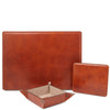 Front View Of The Honey Luxury Leather Desk Set