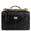 Front View Of The Black Gladstone Leather Bag
