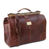 Angled View Of Bag 2 Of The Brown Leather Luggage Set