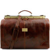 Front View Of Bag 1 Of The Brown Leather Luggage Set