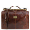Front View Of Bag 2 Of The Brown Leather Luggage Set