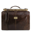Front View Of The Dark Brown Gladstone Leather Bag