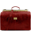 Front View Of the Red Leather Gladstone Bag