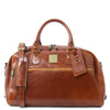 Front View Of Bag 2 Of The Brown Leather Luggage Set