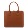 Front View Of The Cognac Womens Leather Business Bag