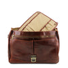 Removable Divider View Of The Brown Leather Briefcase Bag