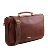 Angled View Of The Brown Leather Briefcase Bag