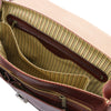 Internal Compartment View Of The Brown Leather Briefcase Bag