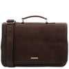 The Front View Of The Dark Brown Leather Briefcase Bag
