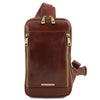 Front View Of The Brown Mens Crossover Leather Bag