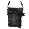 Rear Zipper Pocket And Features View Of The Carly Black Leather Handbag