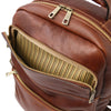 Front Pocket View Of The Brown Large Backpack
