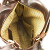 Internal Pockets View Of The Brown Ladies Leather Handbag